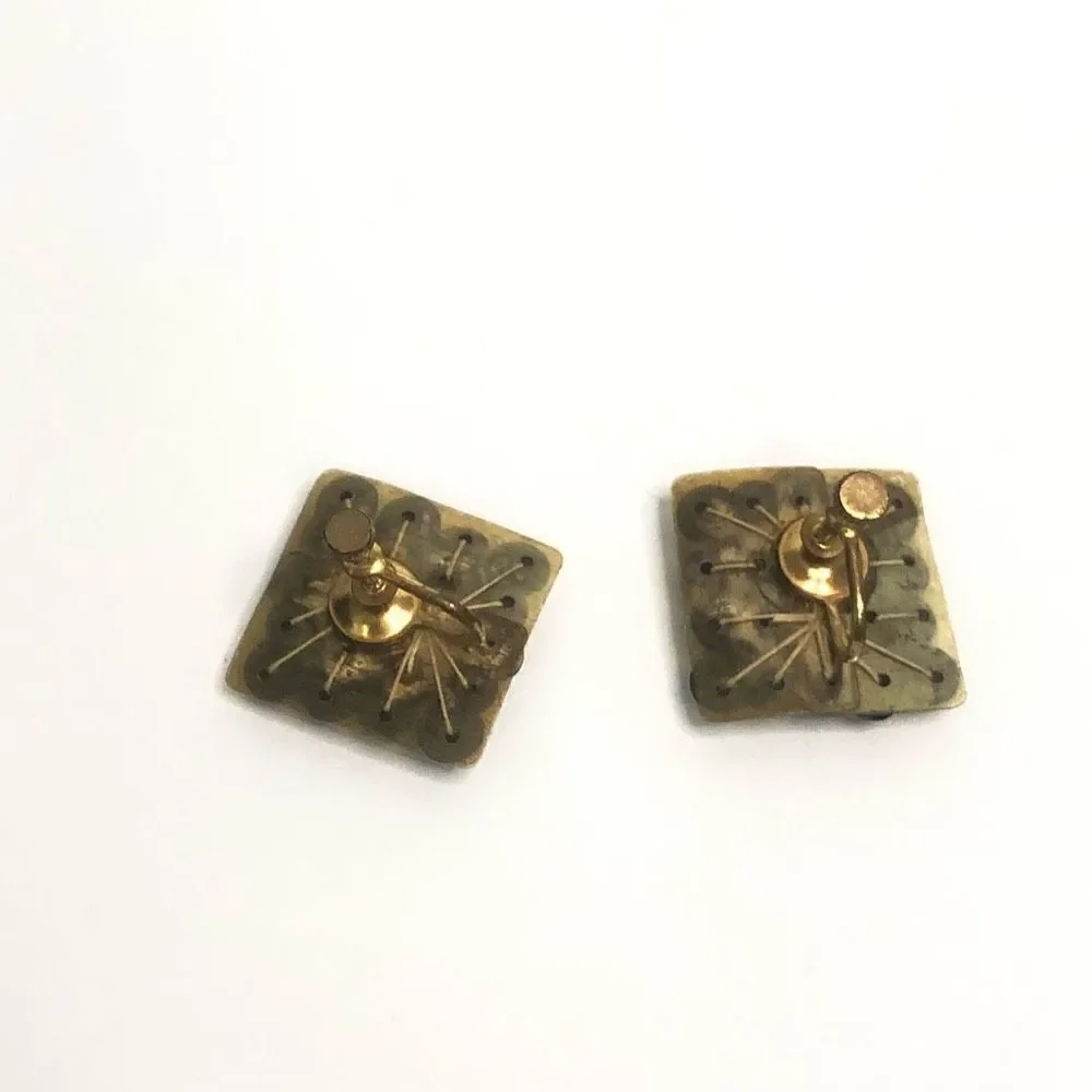 vintage seed bead‎ black silver square screw on 3/4 inch